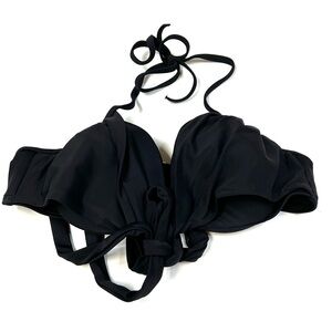 Victorias Secret 36B Wrap Halter Bikini Top Solid Black Underwire Lined #2462